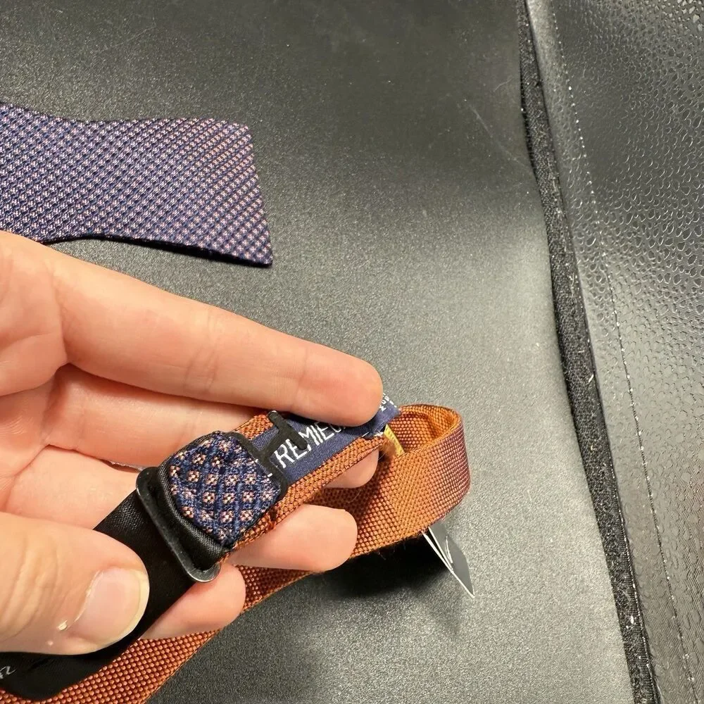 New Cremieux Bow Tie Men's Blue Pink 100% Silk Adjustable Dry Clean